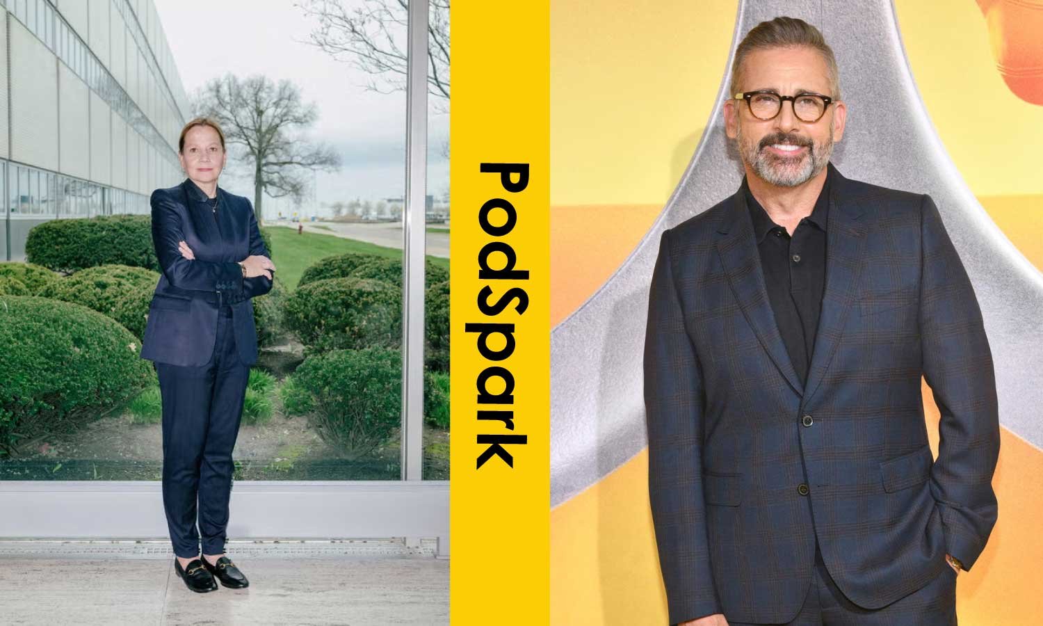 Mary Barra and Steve Carell
